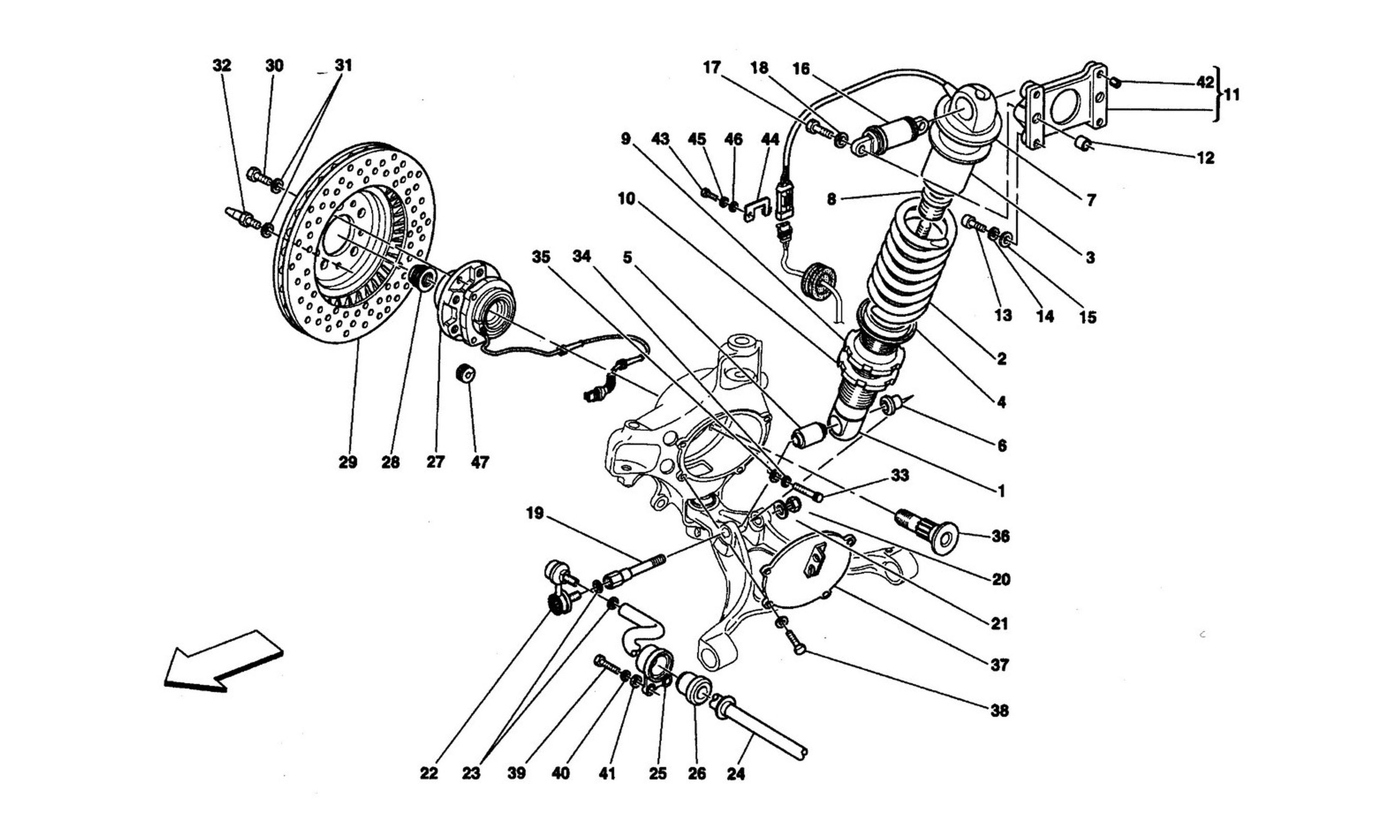 Schematic: Front Suspension - Shock Absorber And Brake Disc