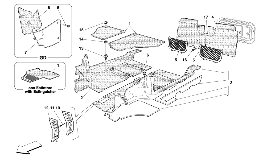 Schematic: Passengers Compartment Carpets