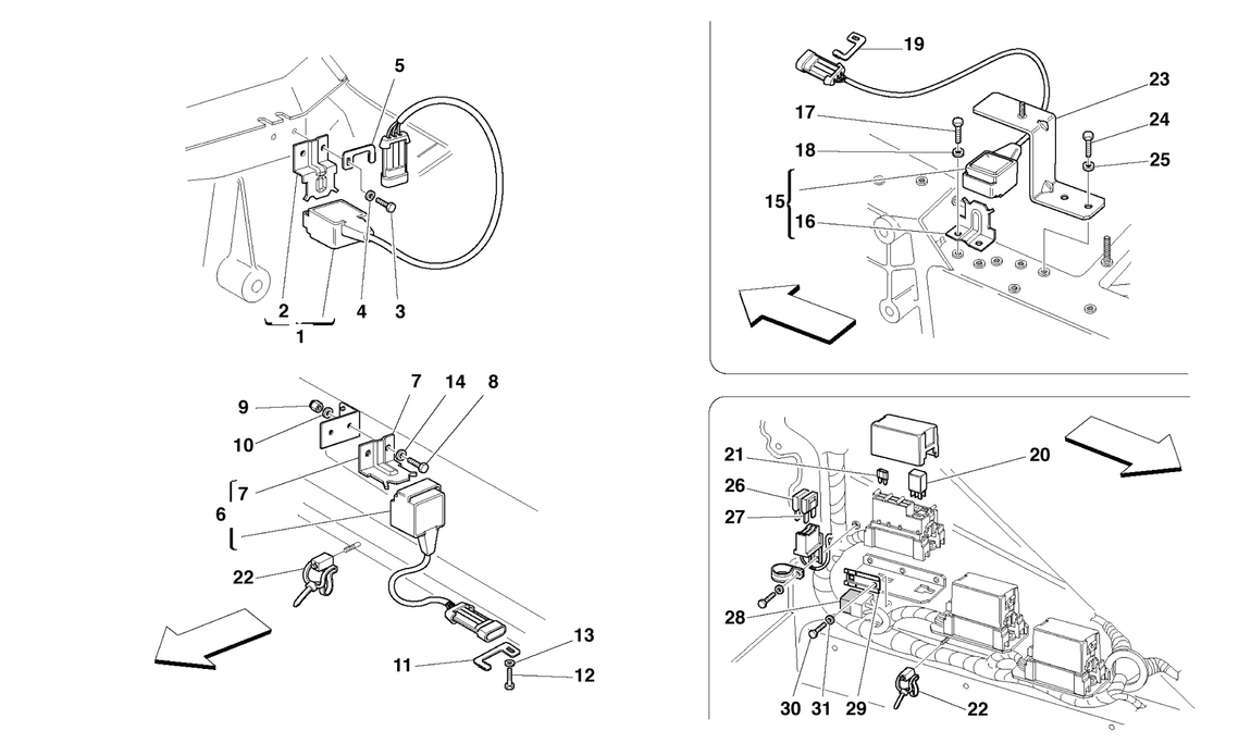 Schematic: Front And Motor Compartments Electrical Boards And Sensor