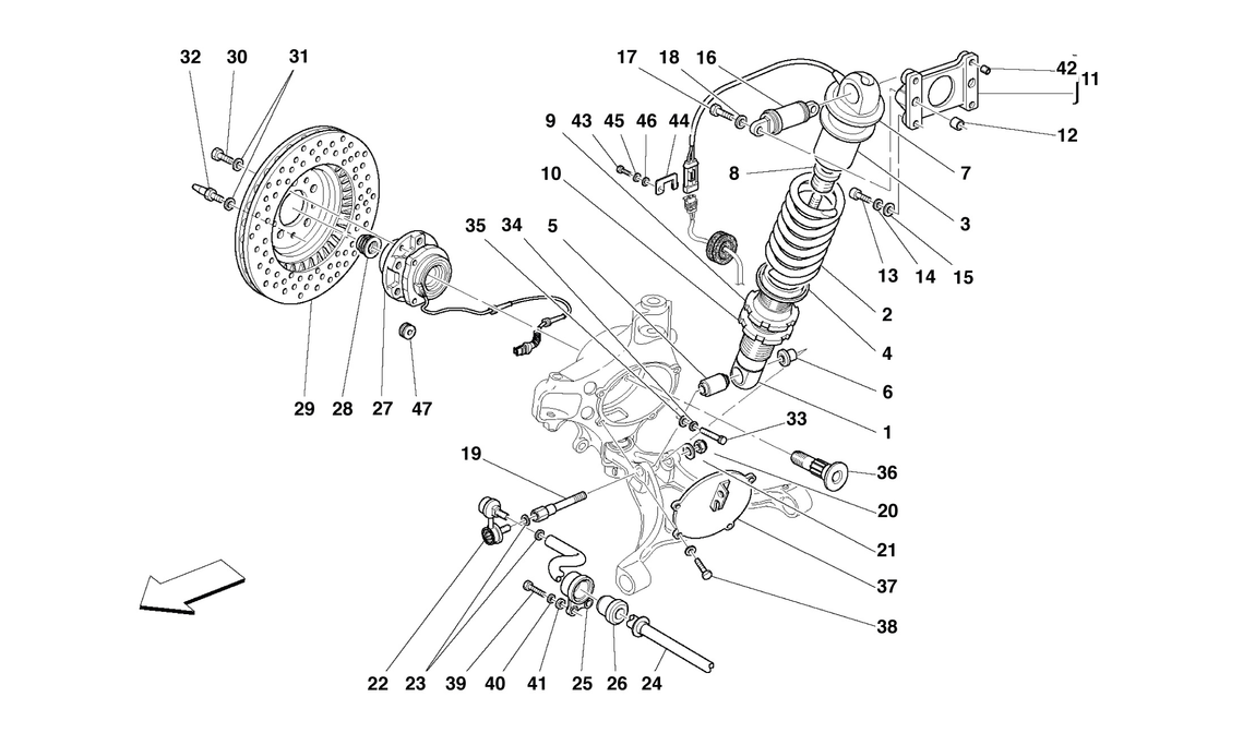 Schematic: Front Suspension - Shock Absorber And Brake Disc