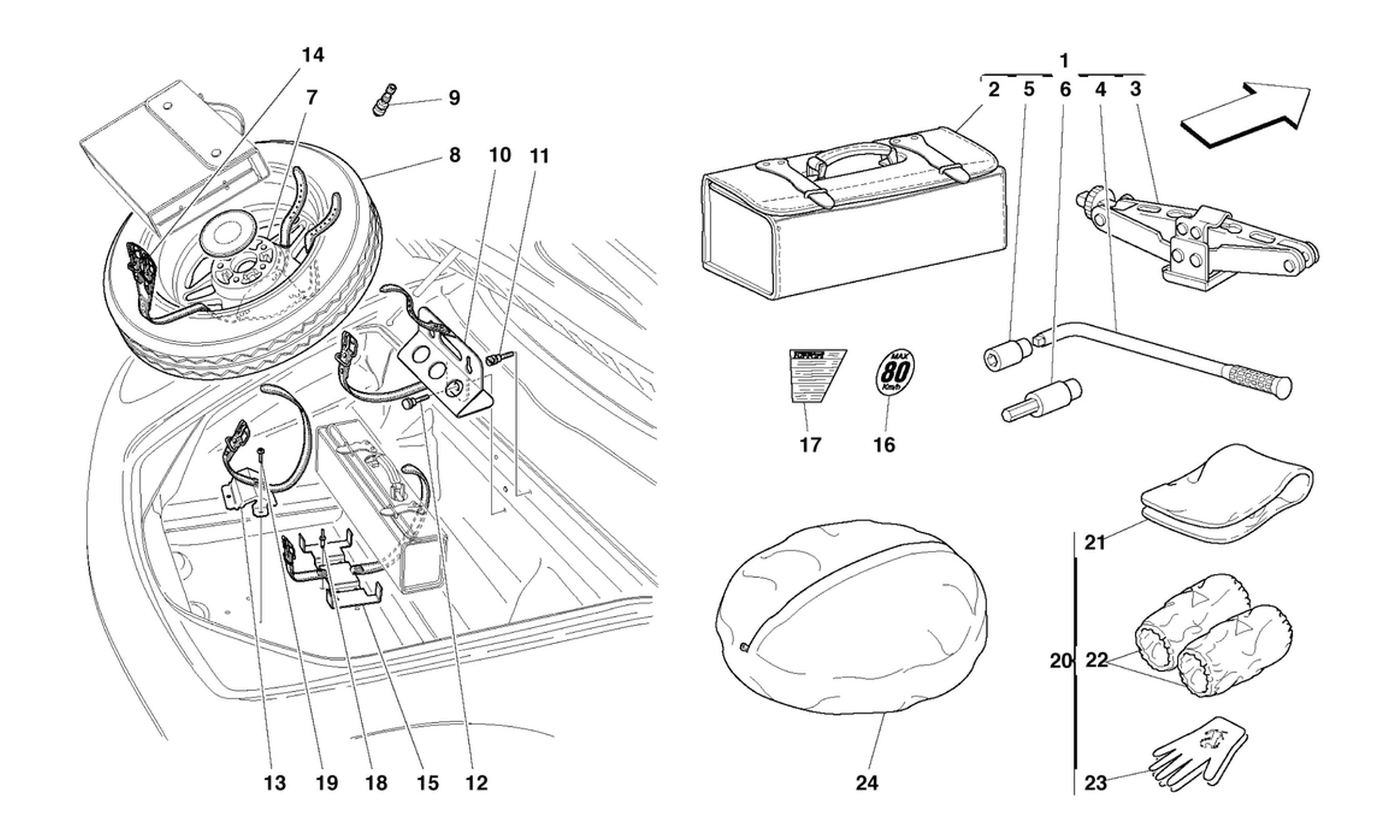 Schematic: Spare Wheel And Equipment -Optional-