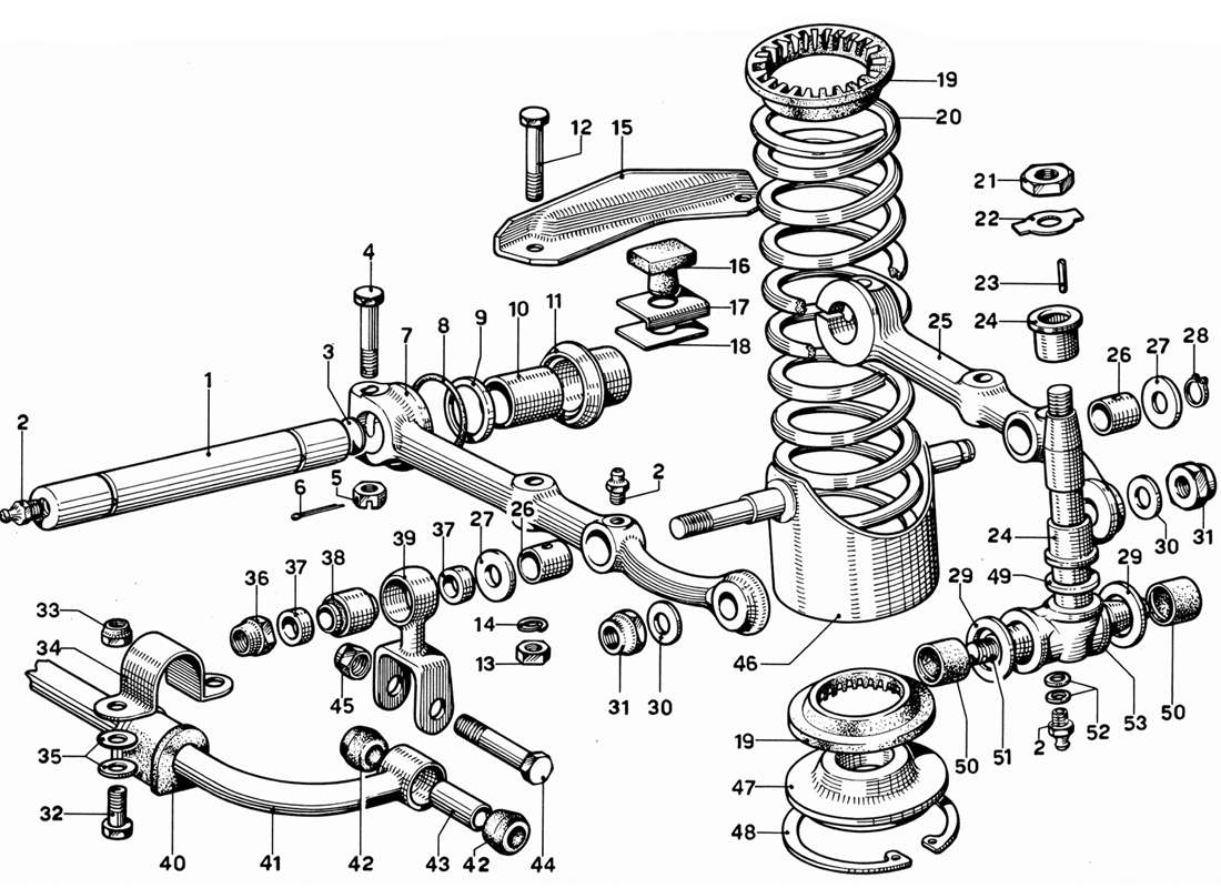 Schematic: Front Wheel Suspension - Bottom Arms