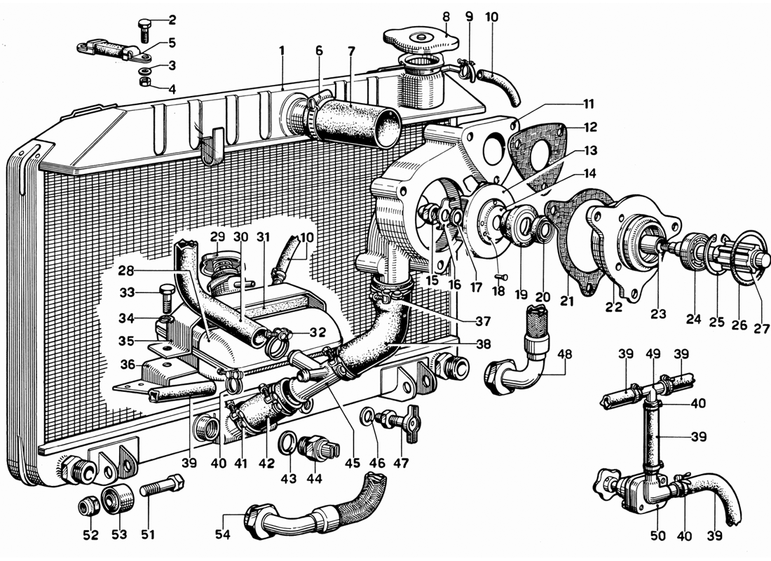 Schematic: Radiator And Water Pump