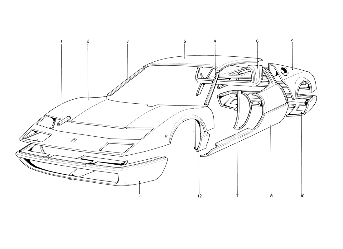 Schematic: Body Shell - Outer Elements