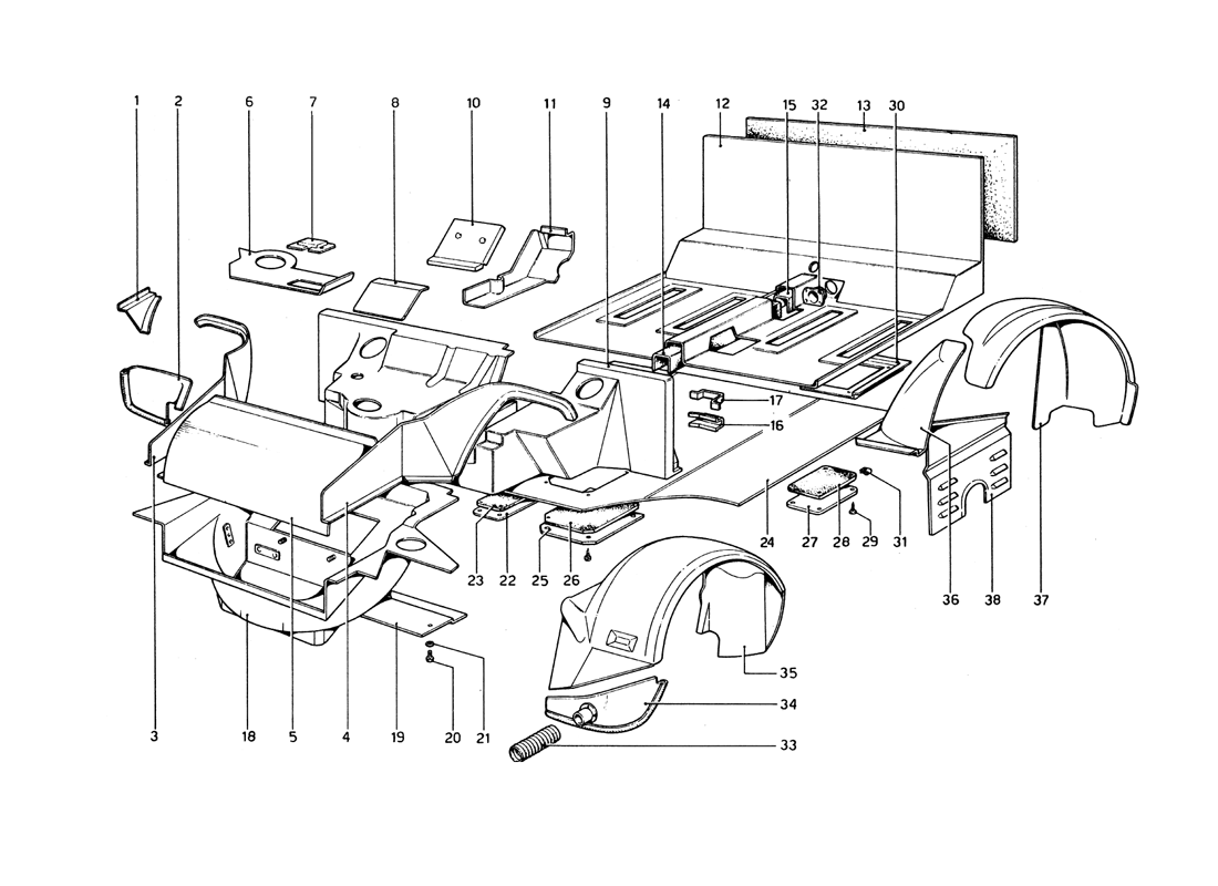 Schematic: Body Shell - Inner Elements