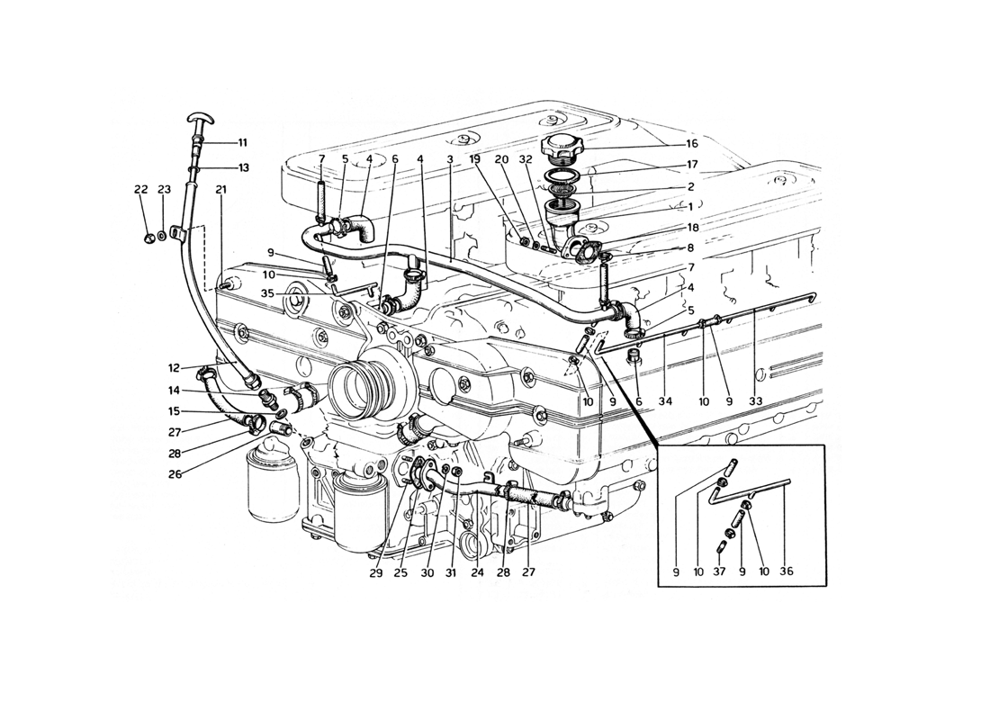 Schematic: Lubrication - Blow-By And Dipstick