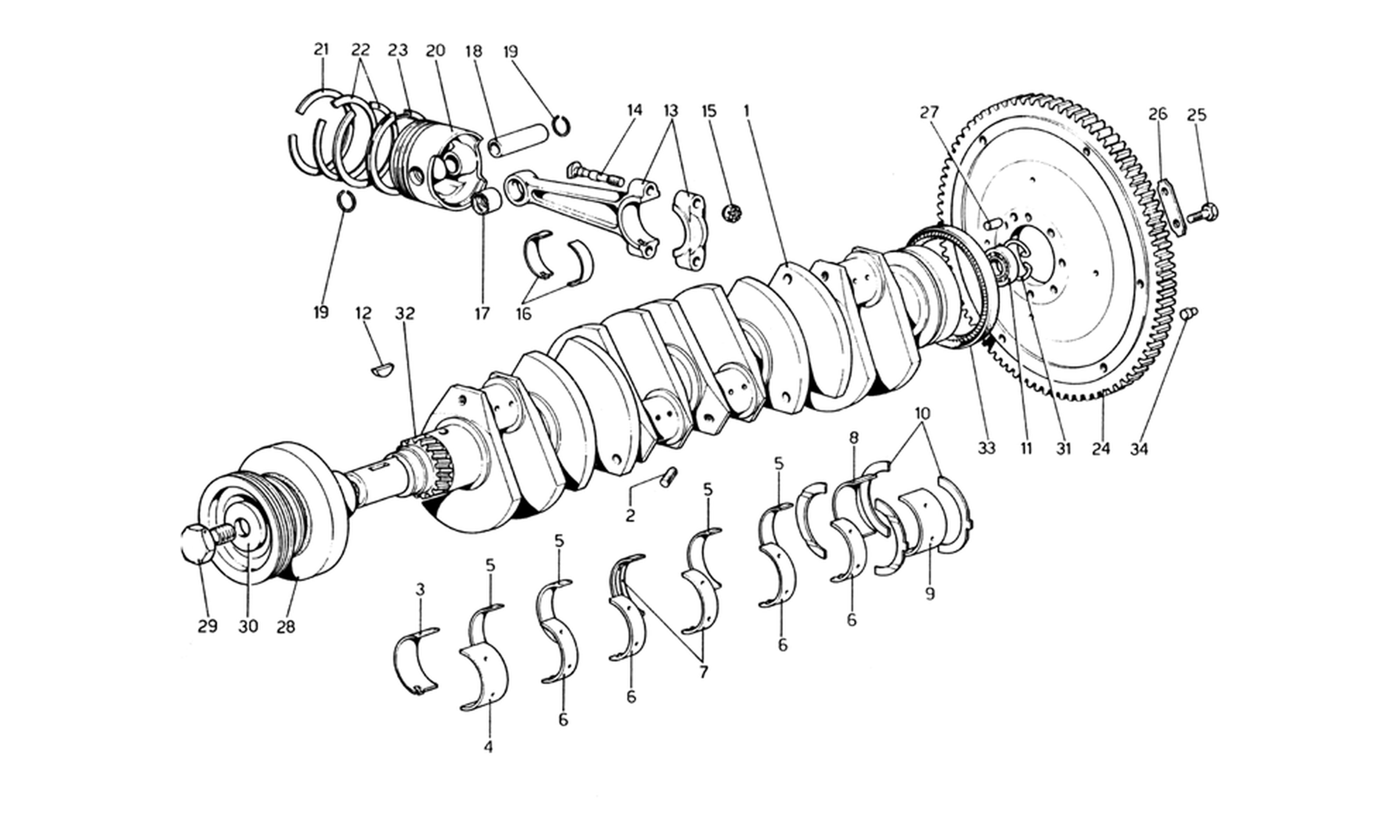 Schematic: Crankshaft - Connecting Rods And Pistons