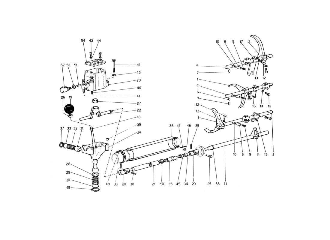 Schematic: Gearbox Controls (Up To Car No. 17535)