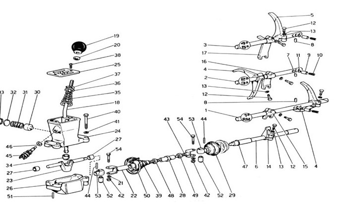 Schematic: Gearbox Controls (From Car No. 18825)