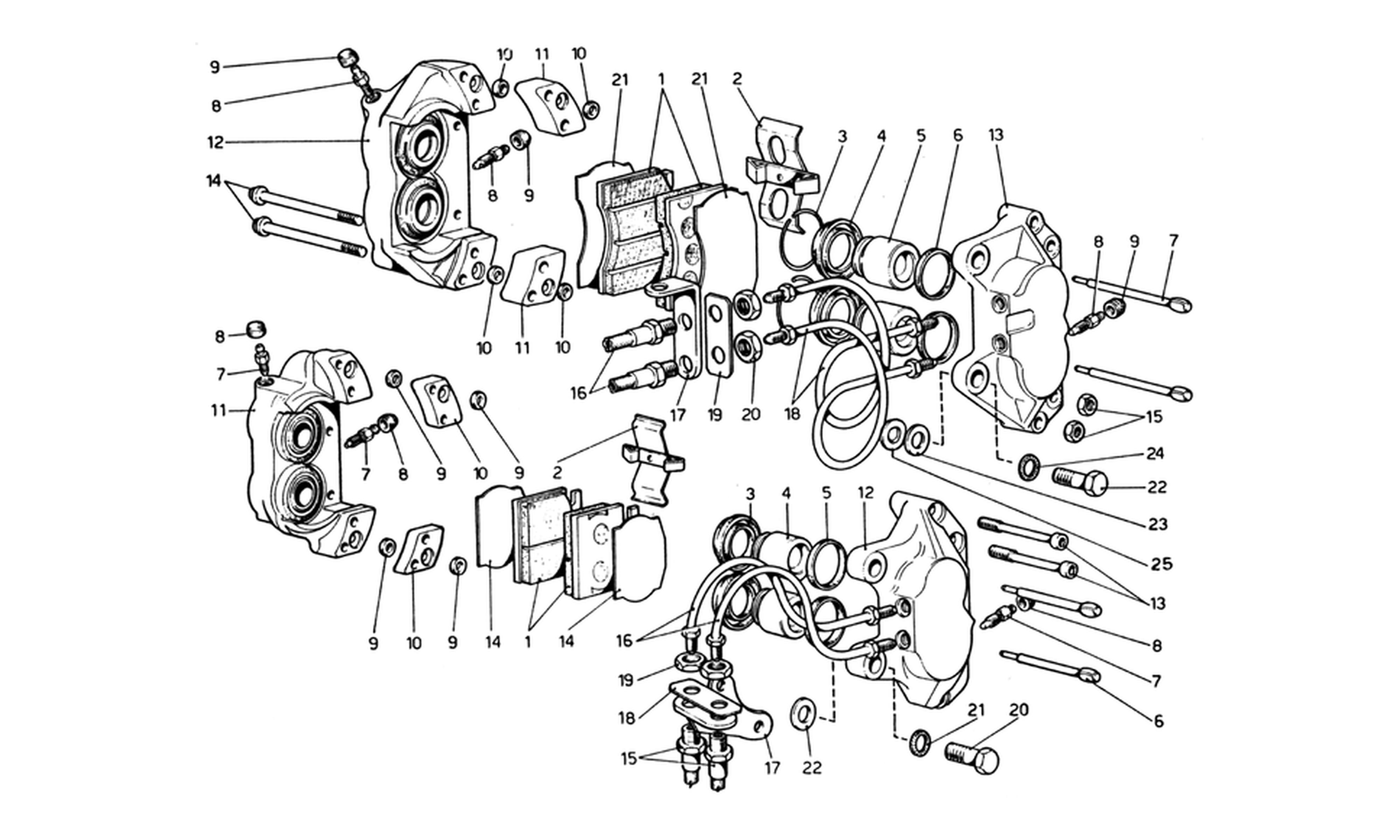 Schematic: Calipers For Front And Rear Brakes