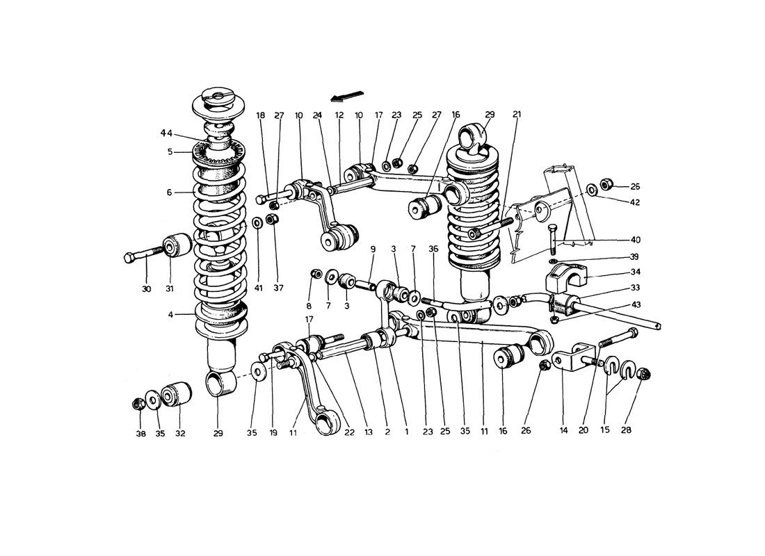 Schematic: Rear Suspension - Wishbones And Shock Absorbers