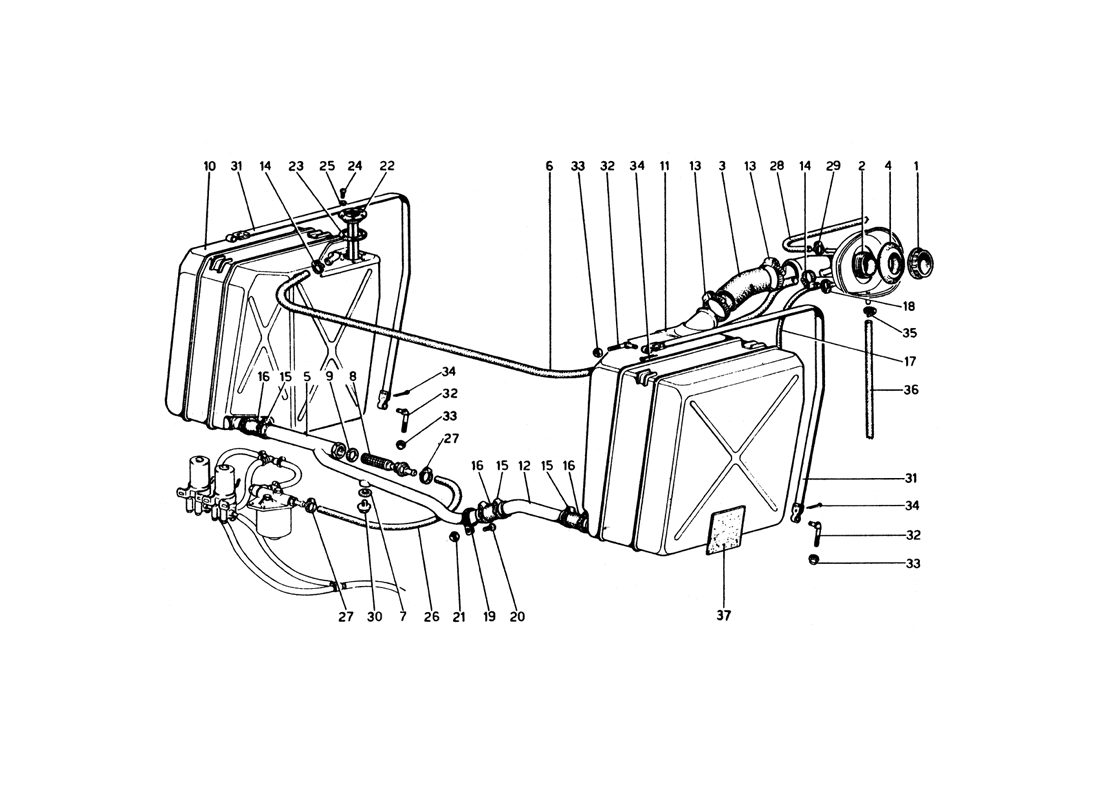 Schematic: Fuel Tanks And Pipes