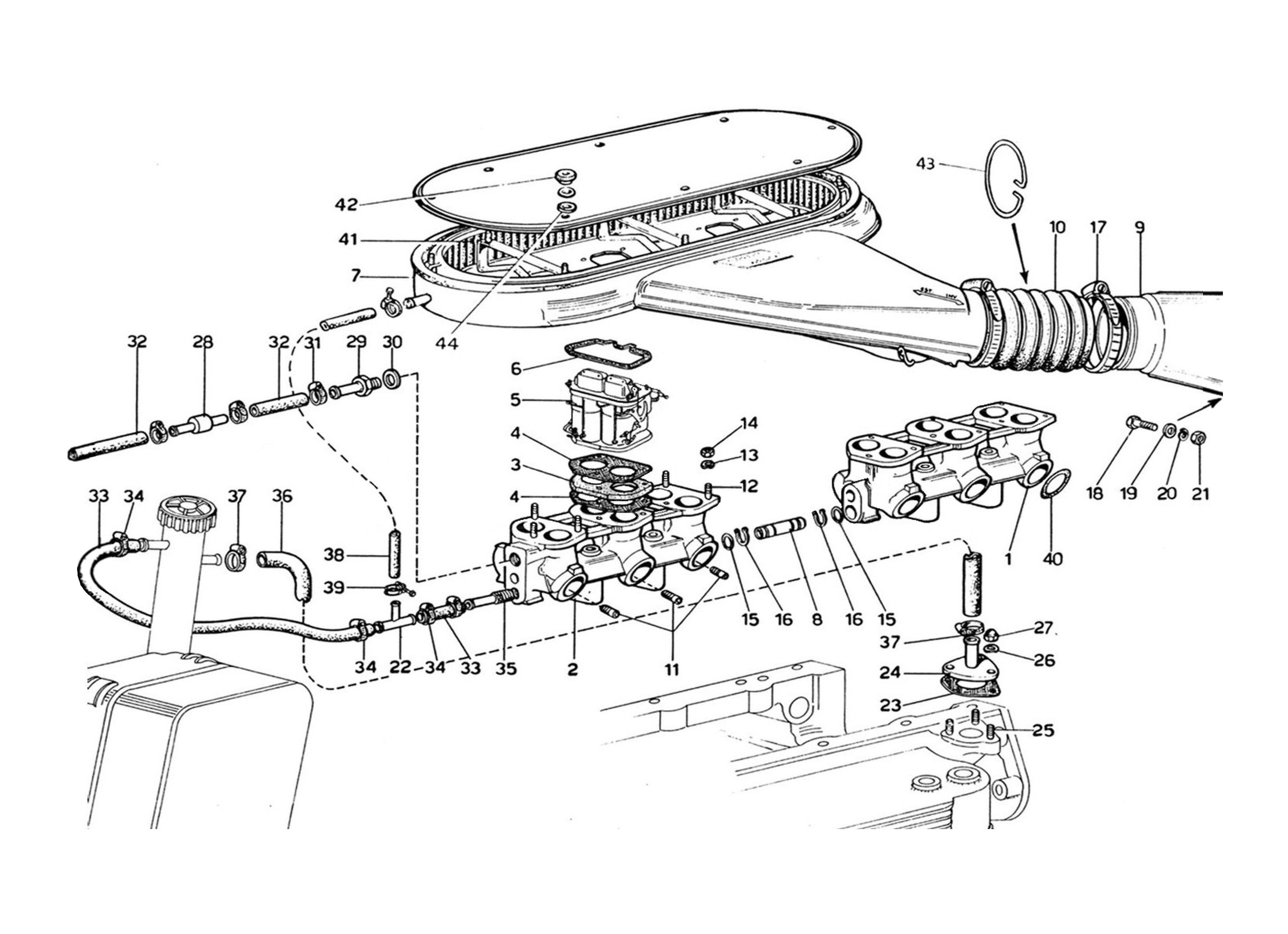 Schematic: Intake Manifolds - Air Intake (1974 Revision)
