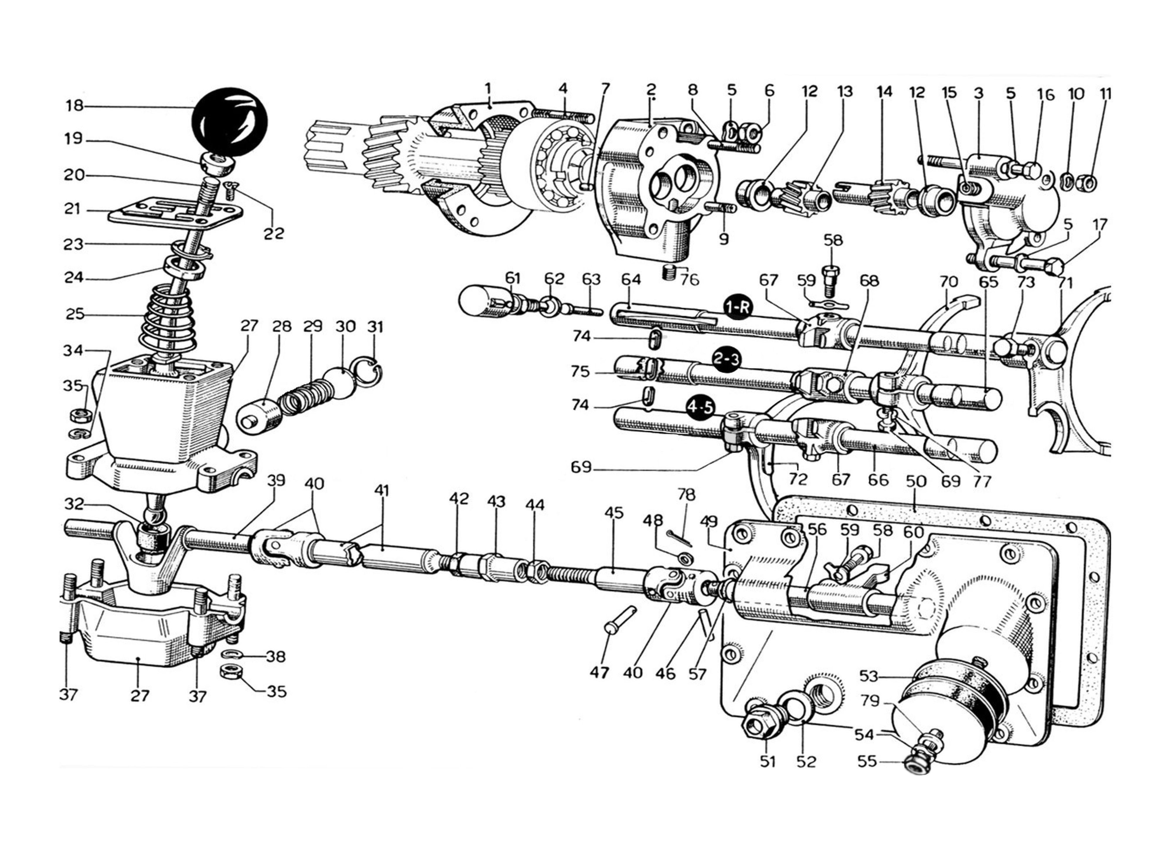 Schematic: Gearbox Controls & Oil Pump (1974 Revision)