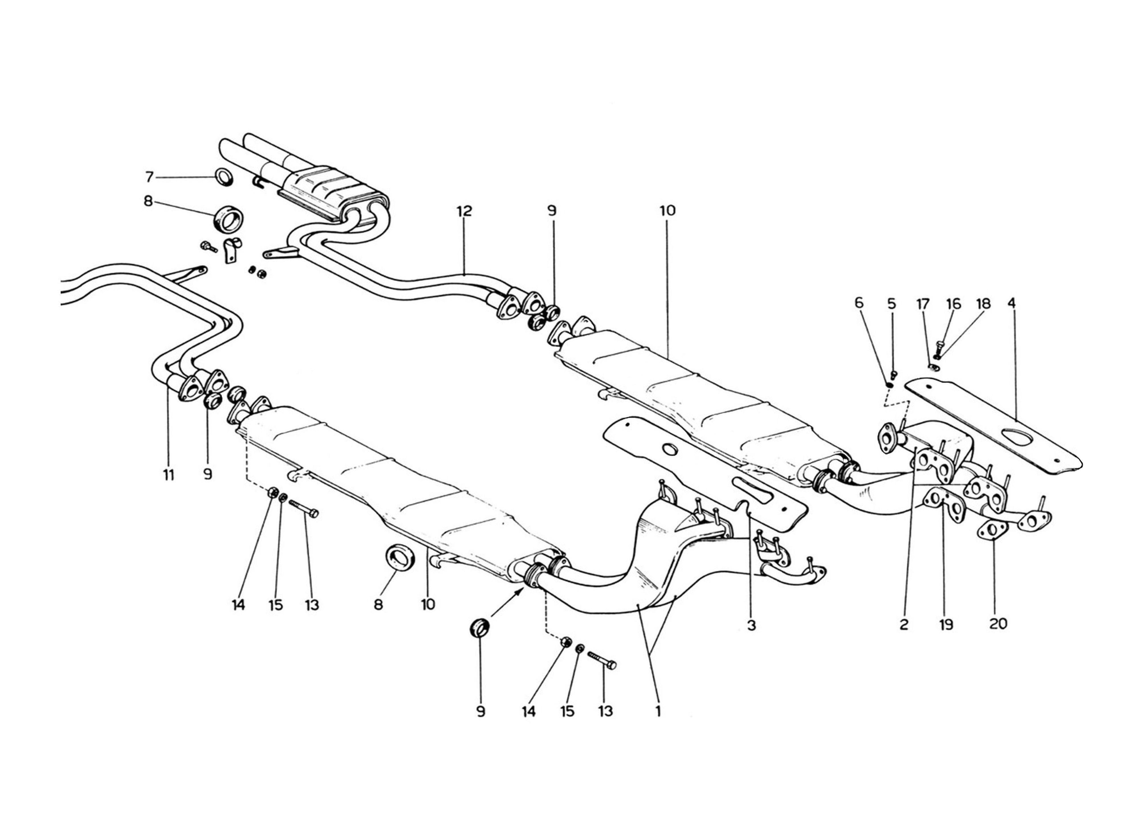 Schematic:  Exhaust System (1972 Revision)