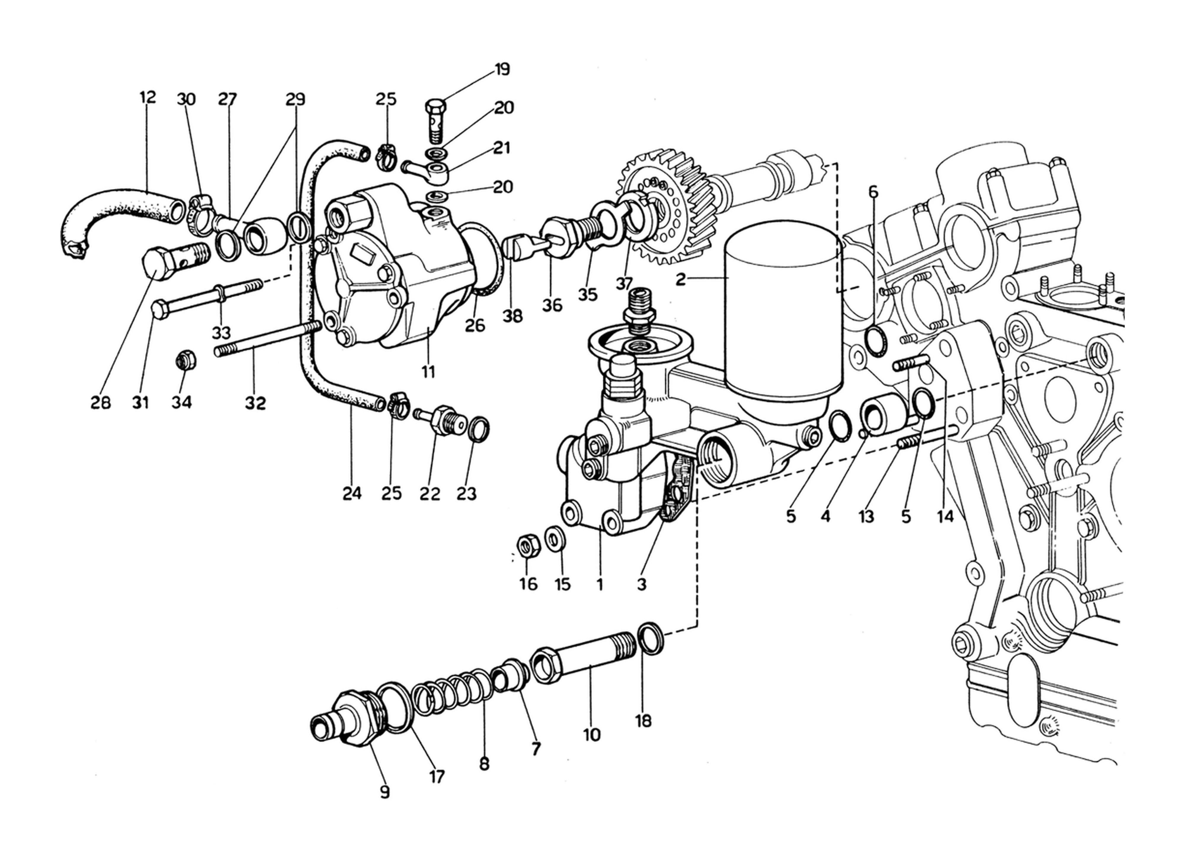 Schematic: Engine Oil Filters & Brake Booster Vacuum Pump