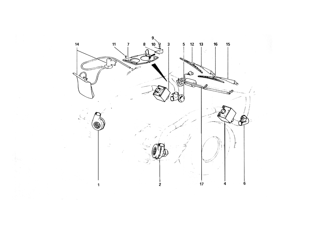 Schematic: Cooling Electric Fans, Heating And Windscreen Washer