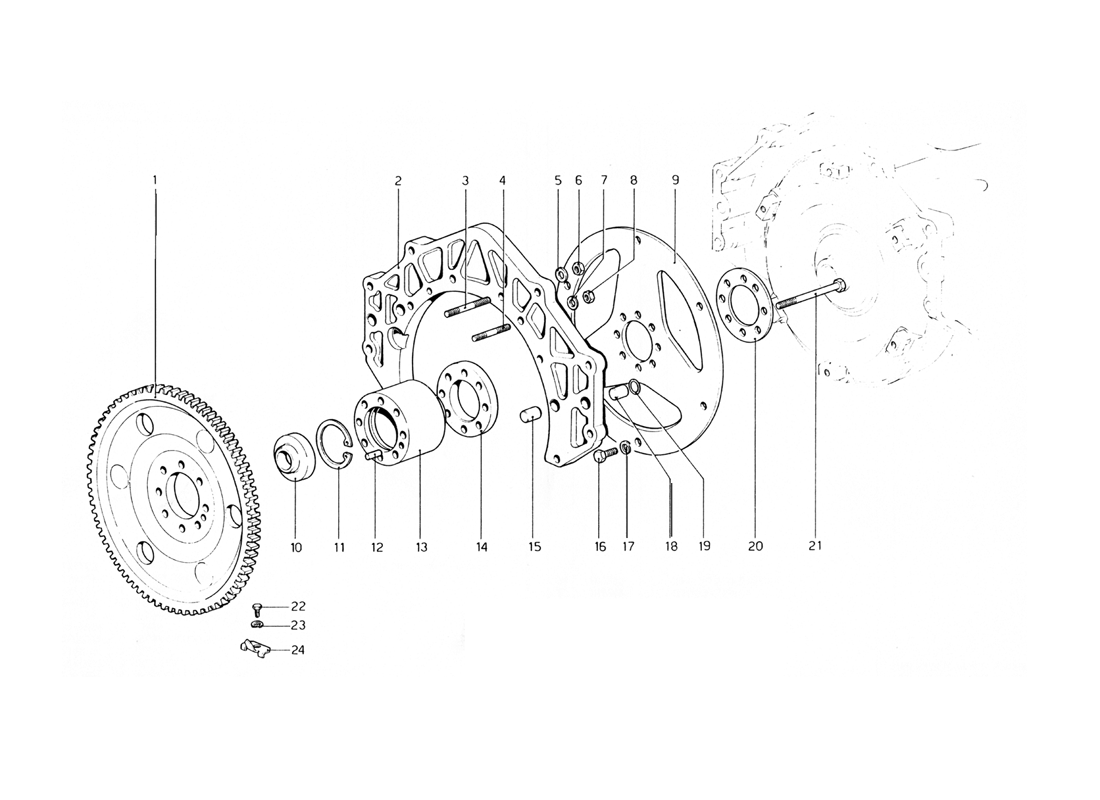 Schematic: Engine Flywheel And Clutch Housing Spacer (400 Automatic)