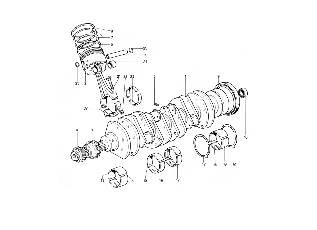 Schematic: Crankshaft Conrods And Pistons