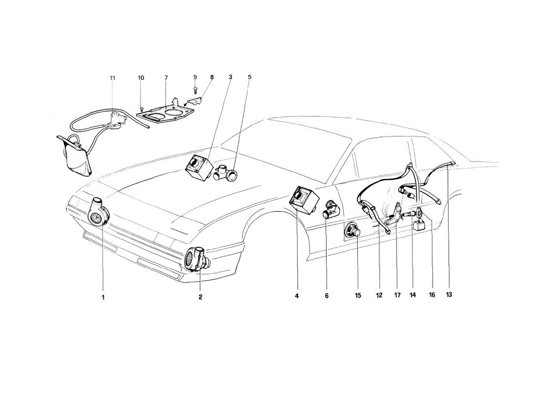 Schematic: Cooling Electric Fans - Heating - Windscreen Washer And Safety Belts