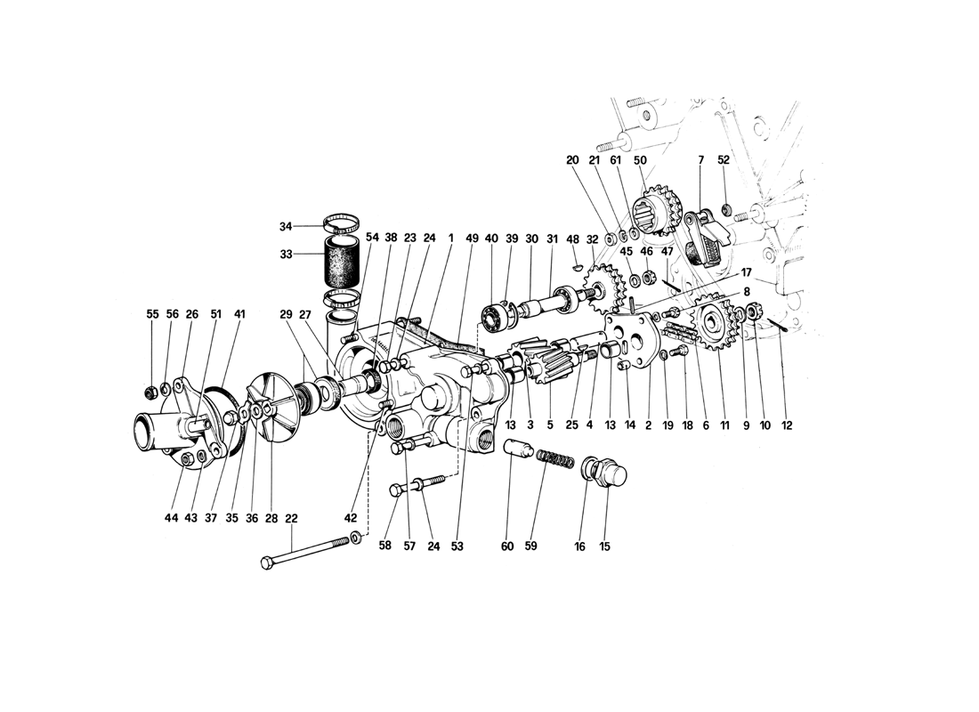 Schematic: Water Pump And Engine Oil Pump