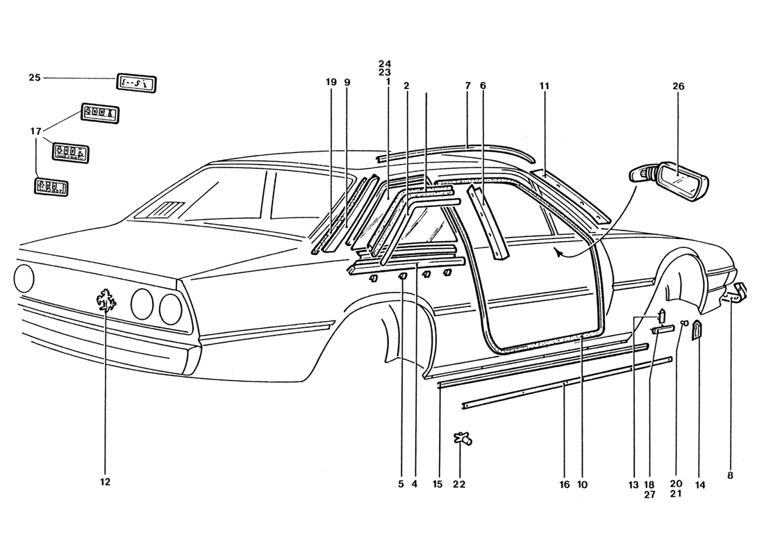 Schematic: Door Mirrors - Badges & Outer Finishings