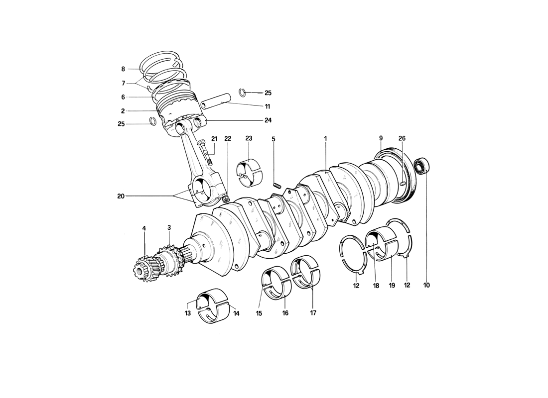 Schematic: Crankshaft - Connecting Rods And Pistons