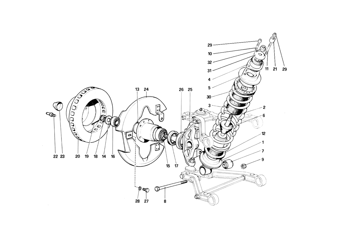 Schematic: Front Suspension - Shock Absorber And Brake Disc