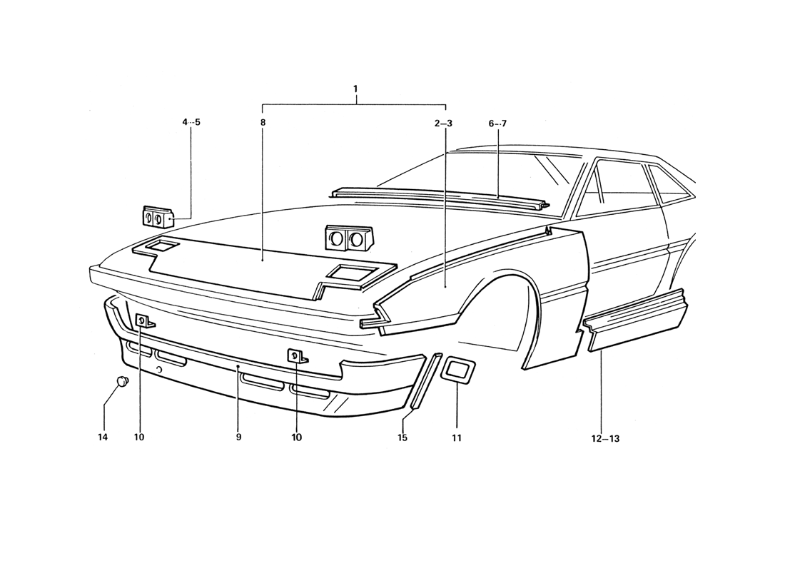 Schematic: Front And Side Body Panels