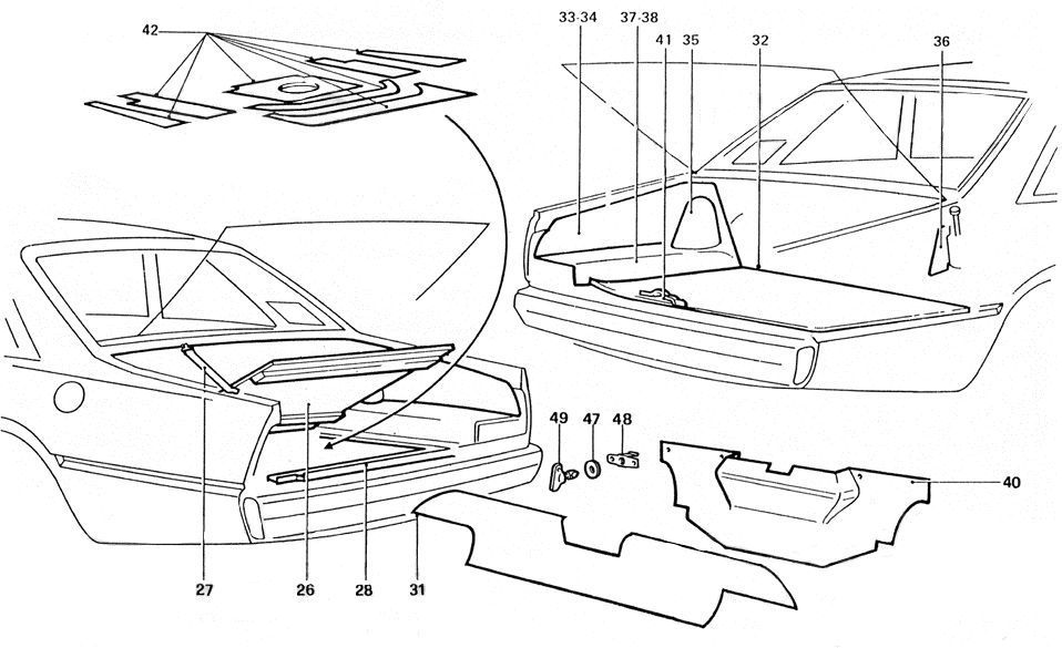 Schematic: Trunk Lid, Seals And Locking Mechanism