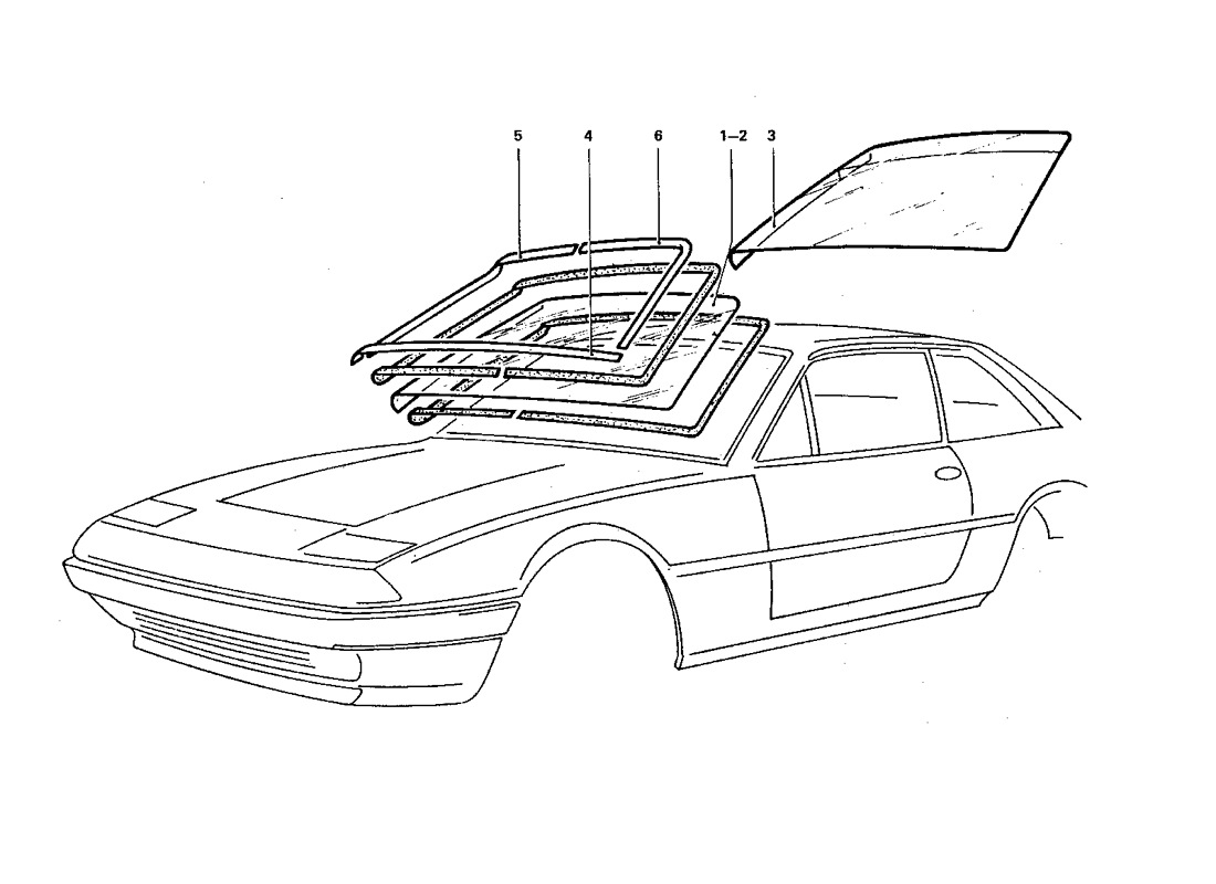 Schematic: Front Windshield And Seals