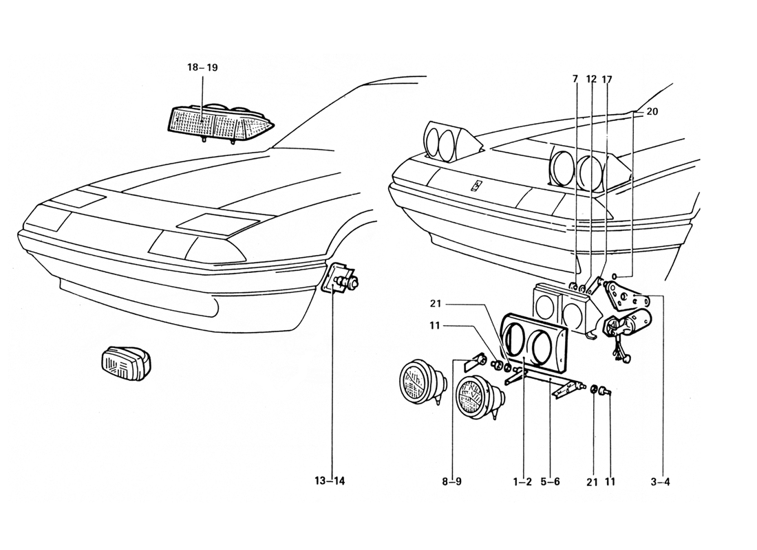 Schematic: Front Lights And Headlight Lifting Devices