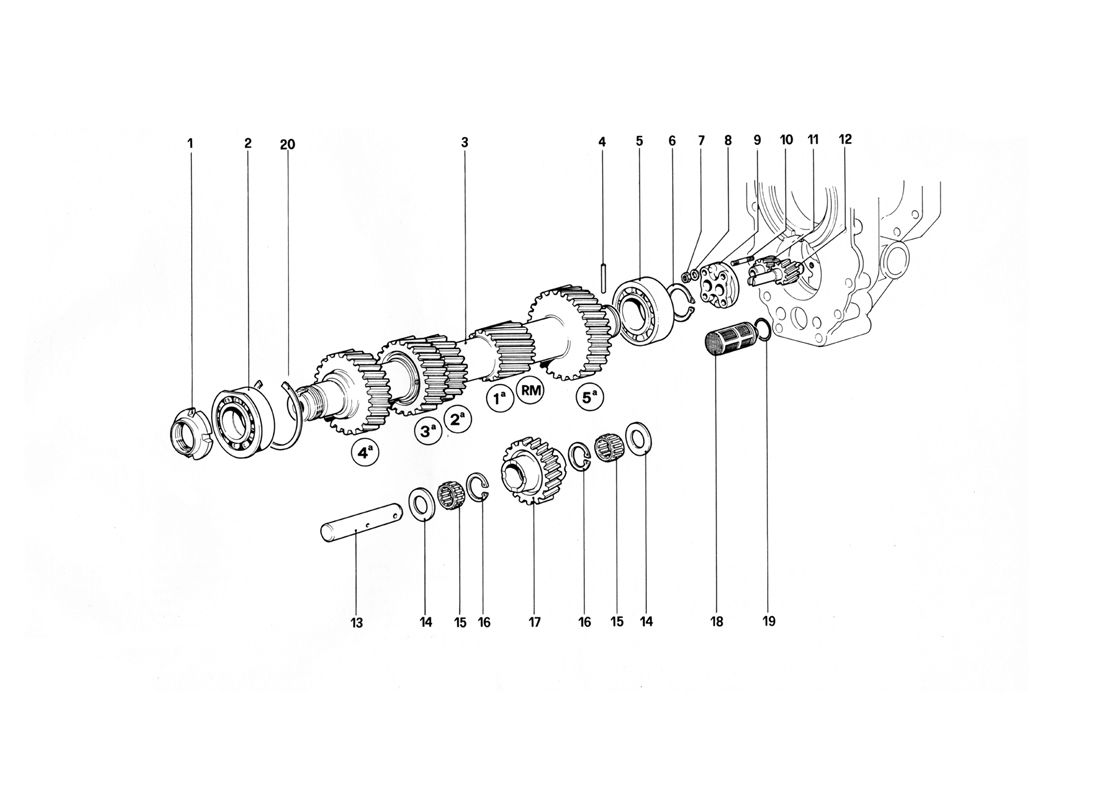 Schematic: Main Shaft And Oil Pump - 412M