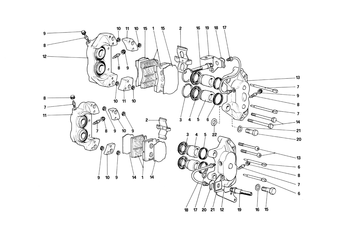 Schematic: Calipers For Front And Rear Brakes