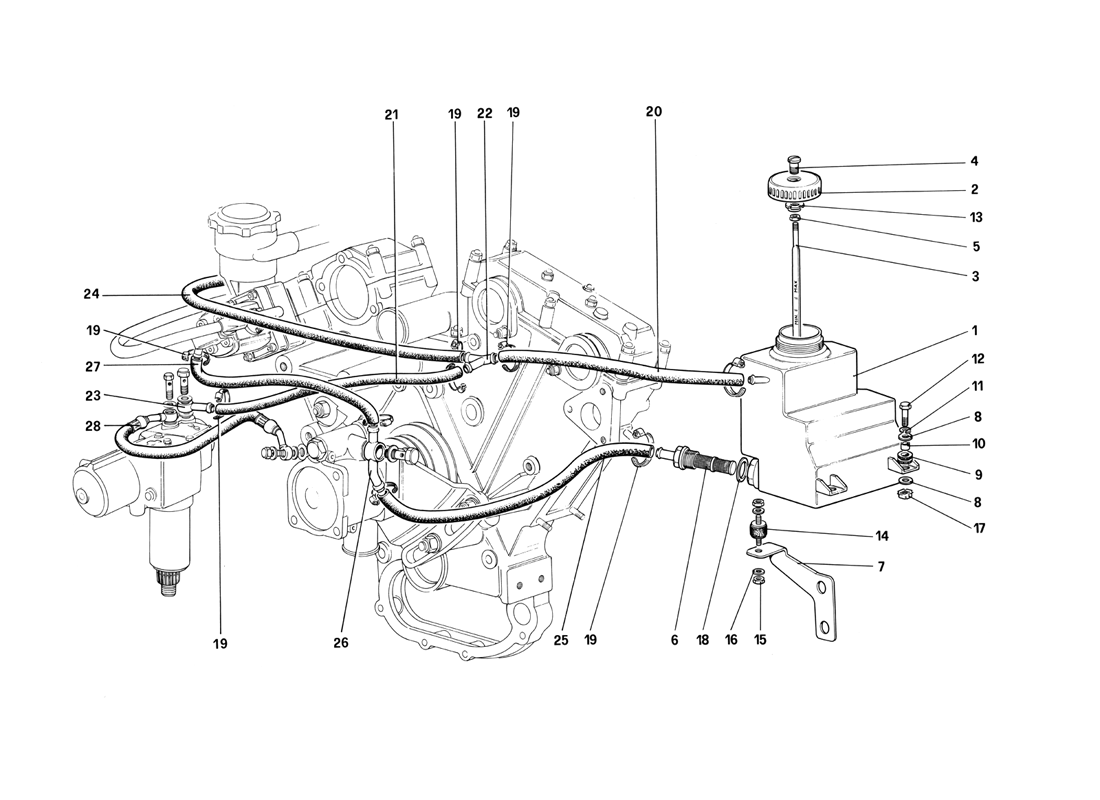 Schematic: Power Steering Oil Tank - Oil Pneumatic Self Levelling Device