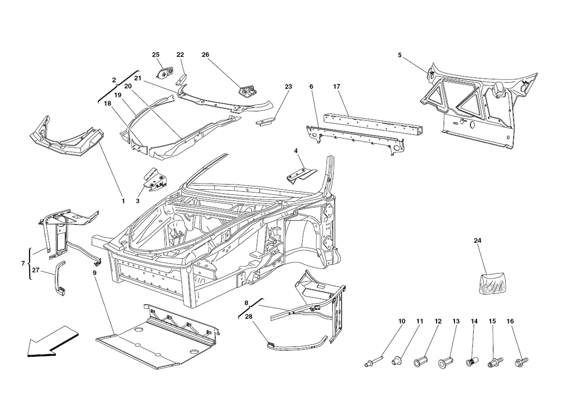 Schematic: Frame - Complete Front Part Structures And Plates