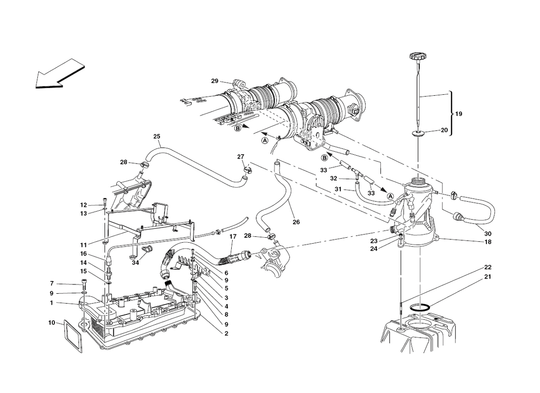 Schematic: Lubrication System - Tank - Heat Exchanger
