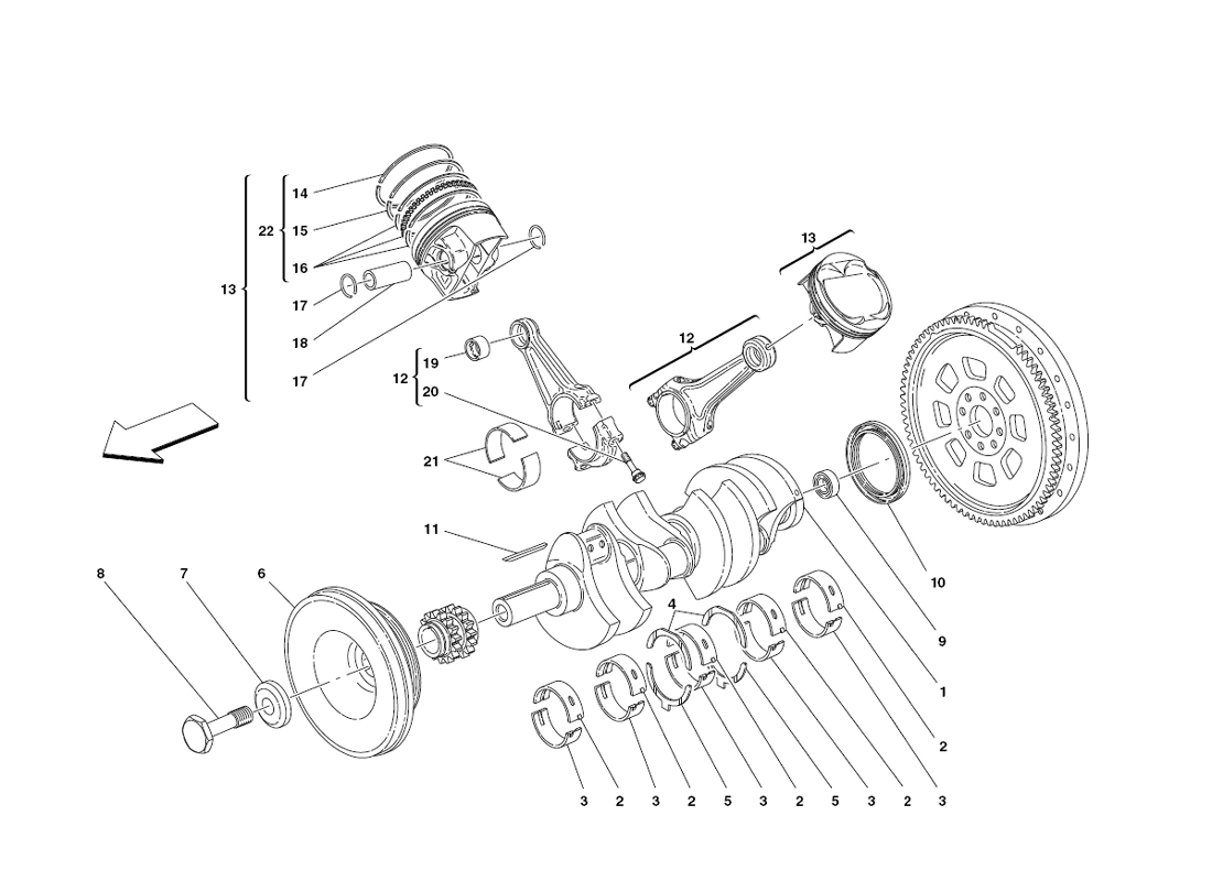 Schematic: Crankshaft, Conrods And Pistons