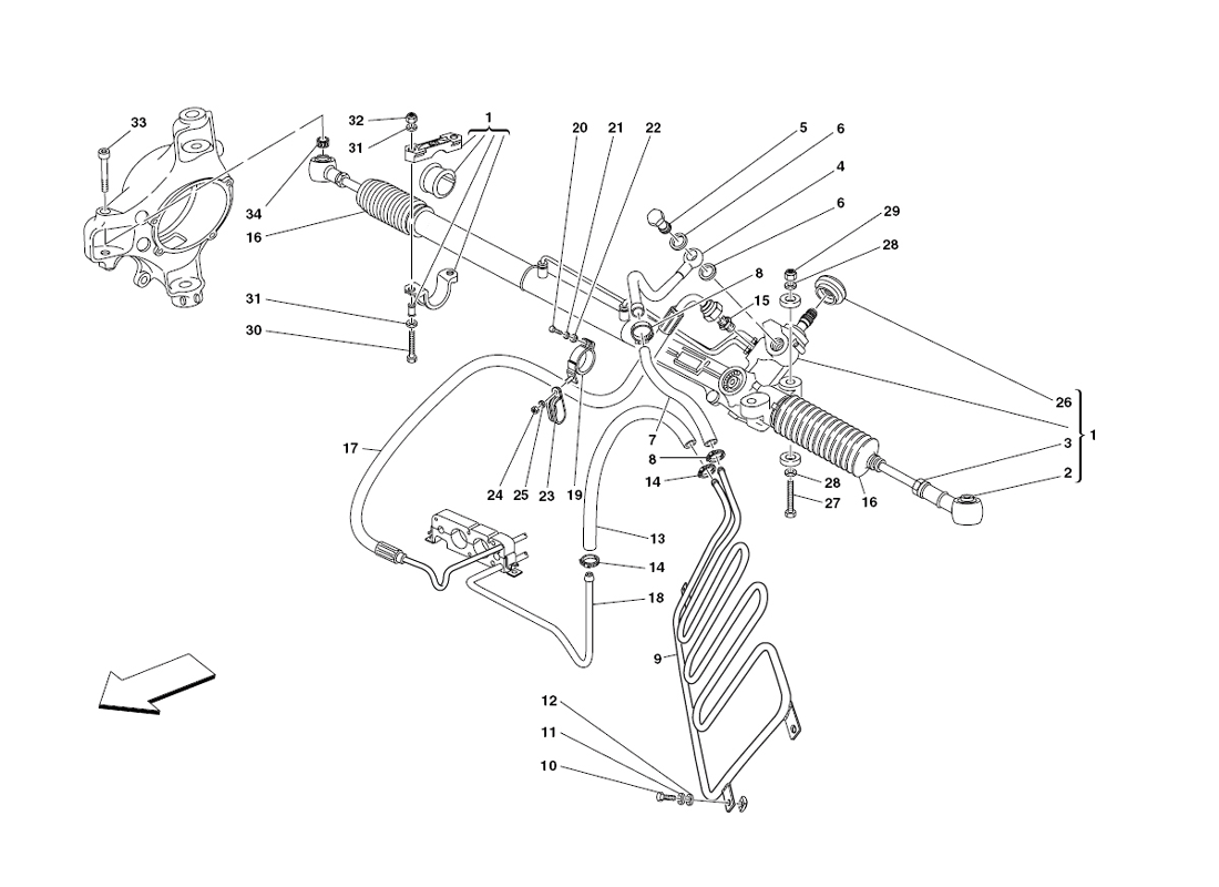 Schematic: Hydraulic Steering Box And Serpentine