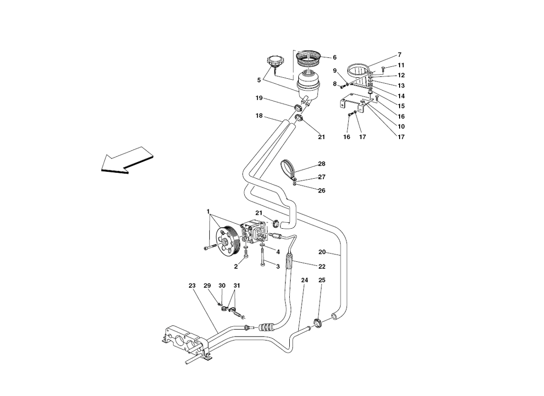 Schematic: Hydraulic Steering Pump And Tank