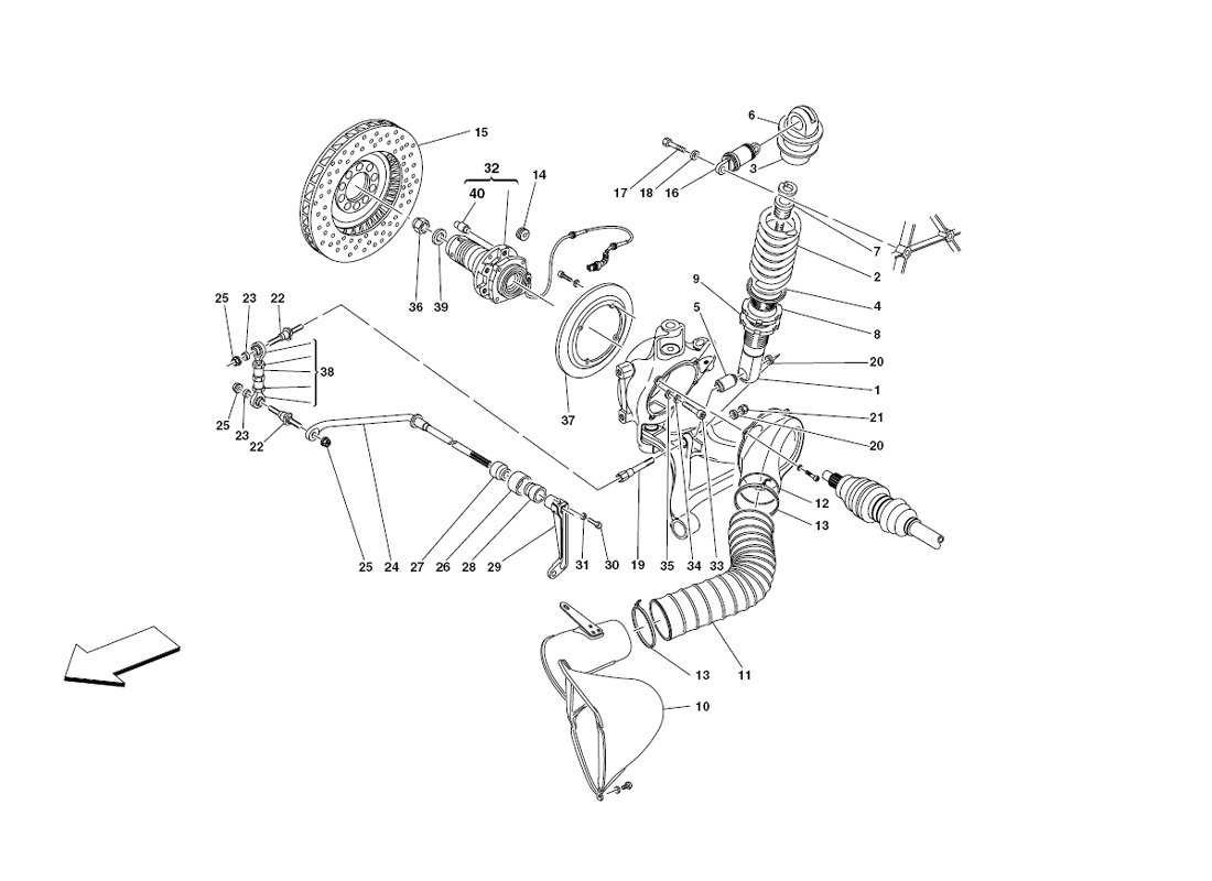 Schematic: Rear Suspension - Shock Absorber And Brake Disc