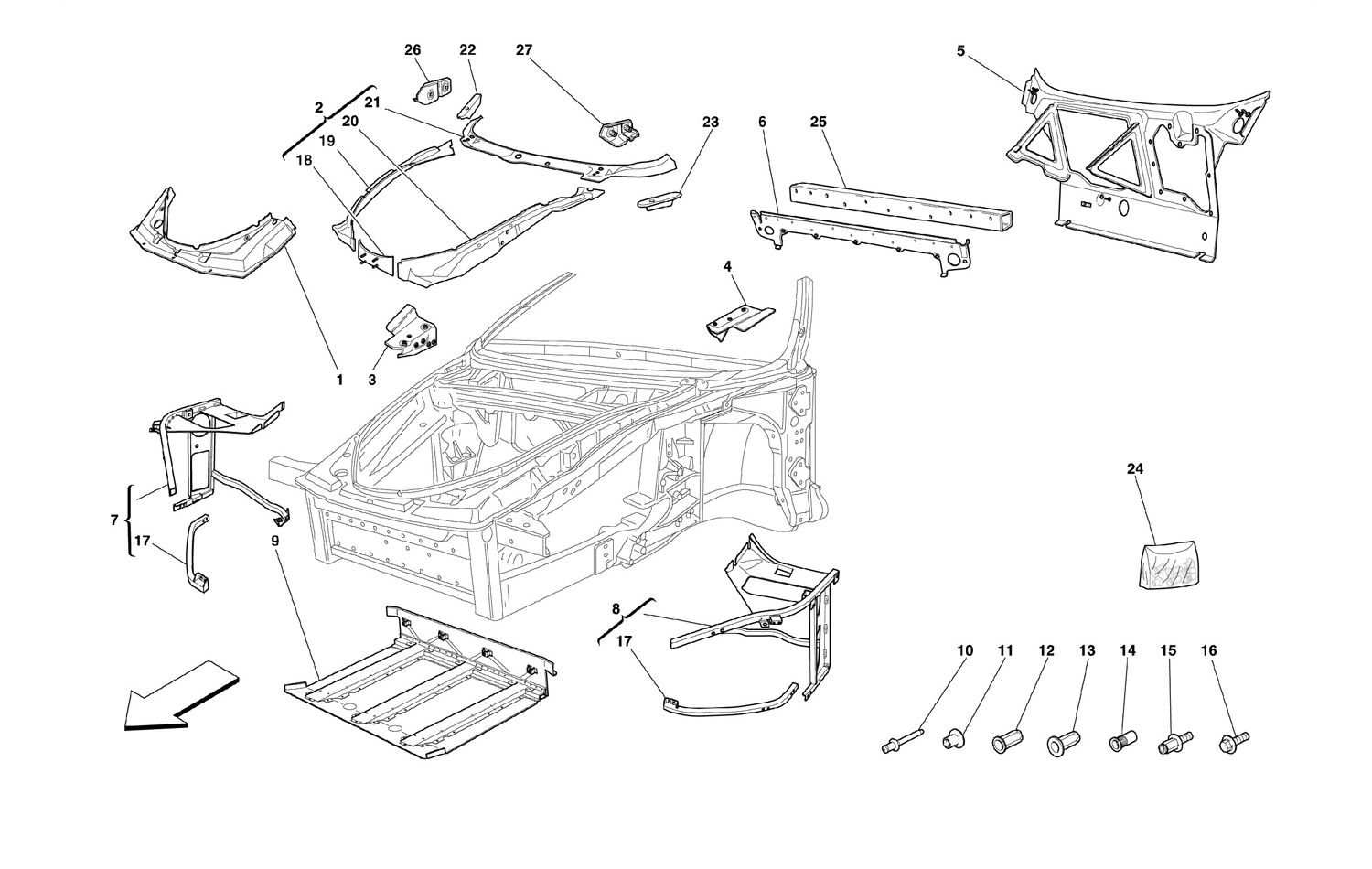 Schematic: Frame - Complete Front Part Structures And Plates