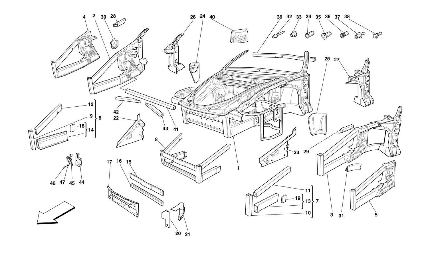 Schematic: Frame - Front Elements Structures And Plates