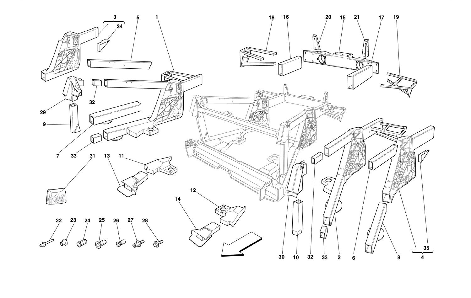 Schematic: Frame - Rear Elements Sub-Groups