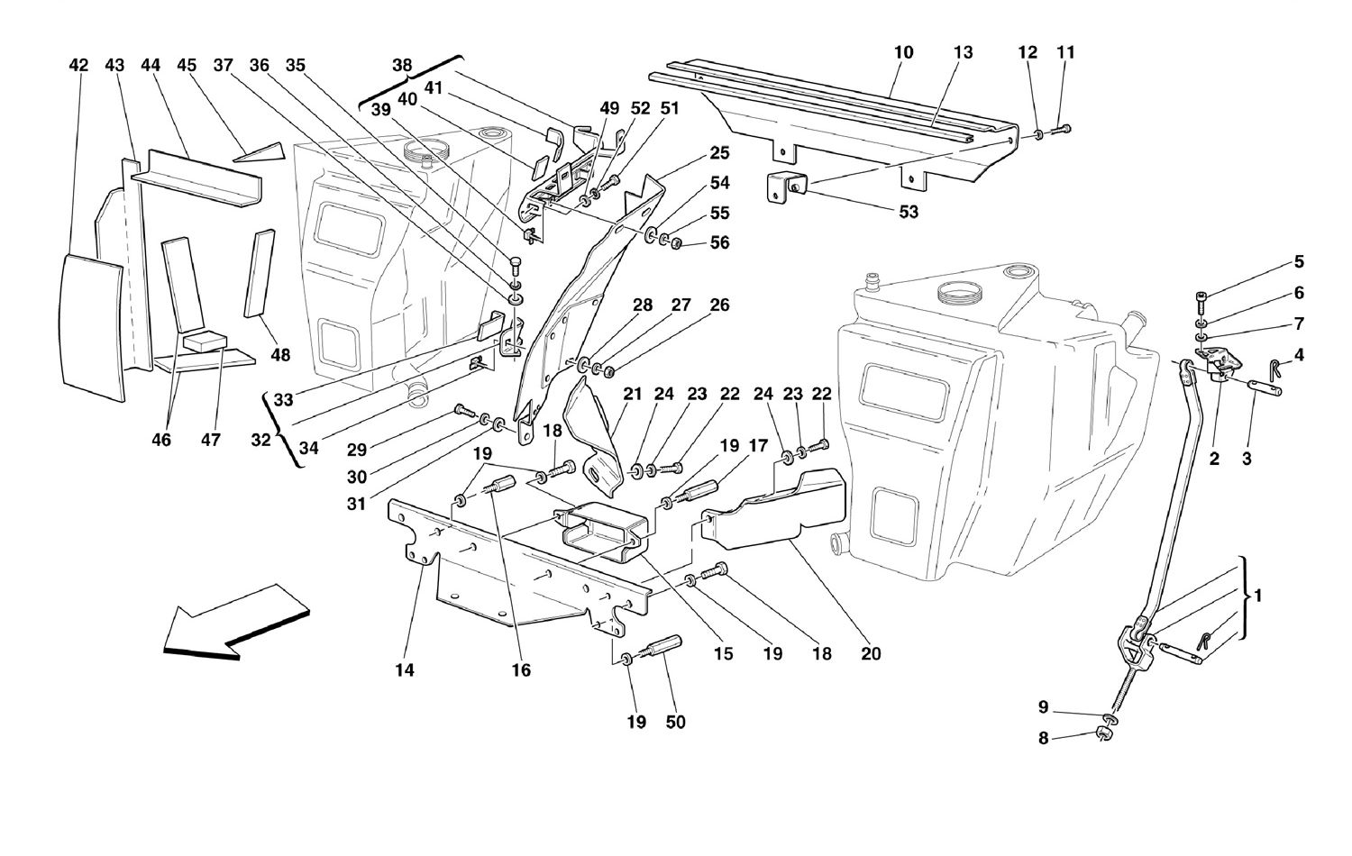 Schematic: Fuel Tanks - Fixing And Protection