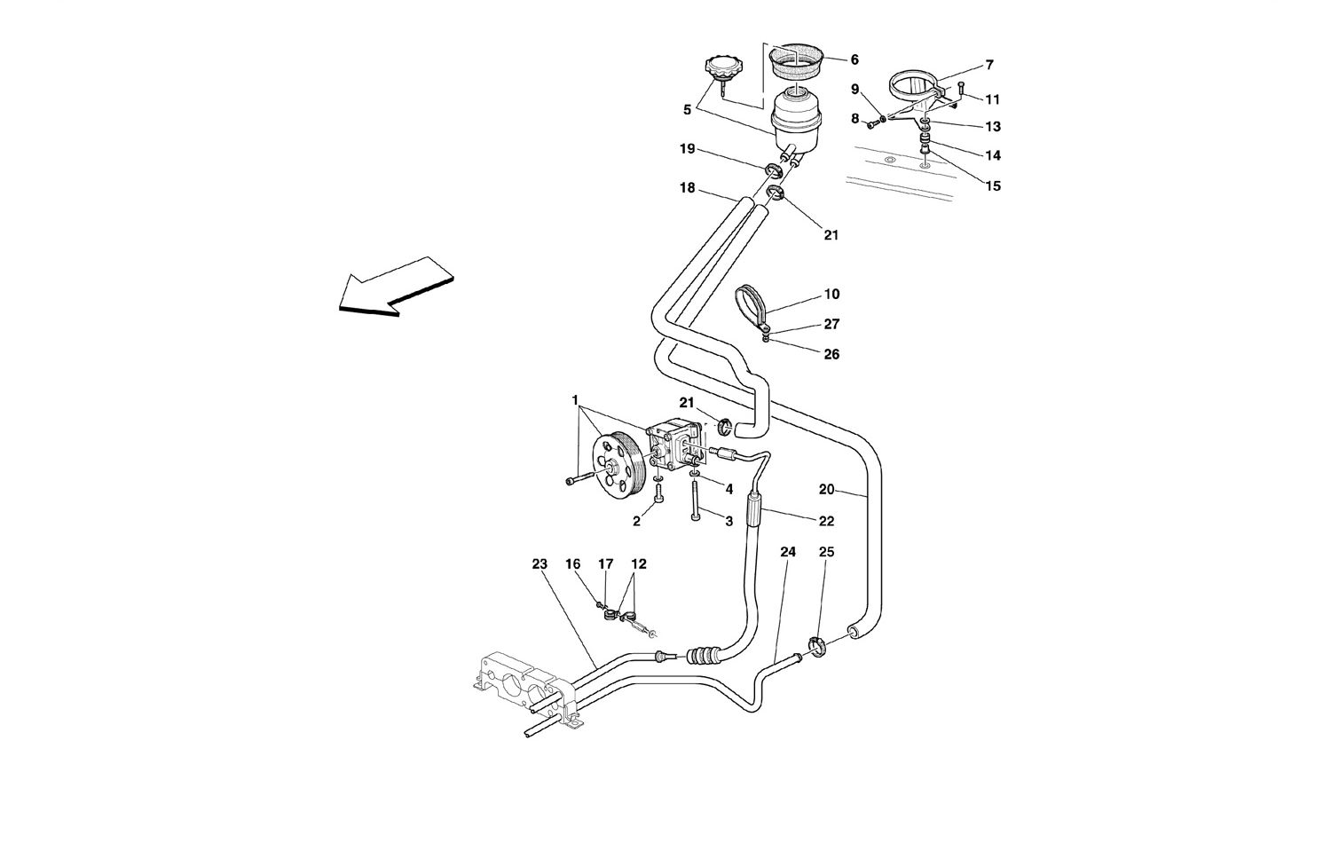 Schematic: Hydraulic Steering Pump And Tank