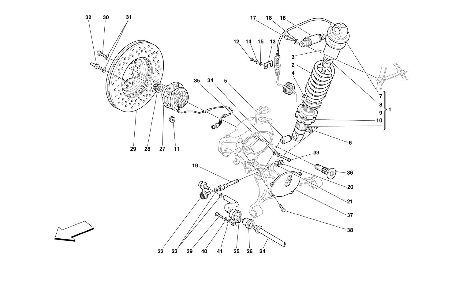Schematic: Front Suspension - Shock Absorber And Brake Disc