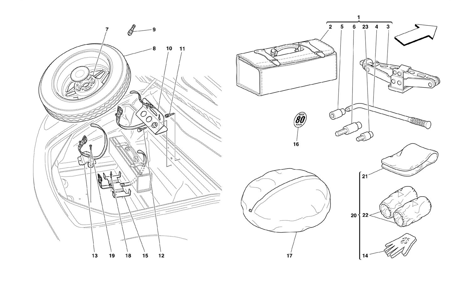 Schematic: Spare Wheel And Equipment -Optional-