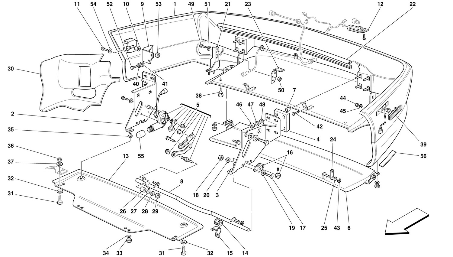 Schematic: Rear Bumper And Movable Spoiler -Not For 456 Gta