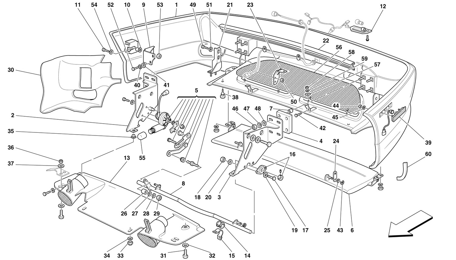 Schematic: Rear Bumper And Movable Spoiler -Valid For 456 Gta